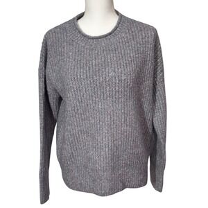 Rachel Roy Womens Sweater Medium Gray Crew Neck Knit Pullover Cozy Casual‎